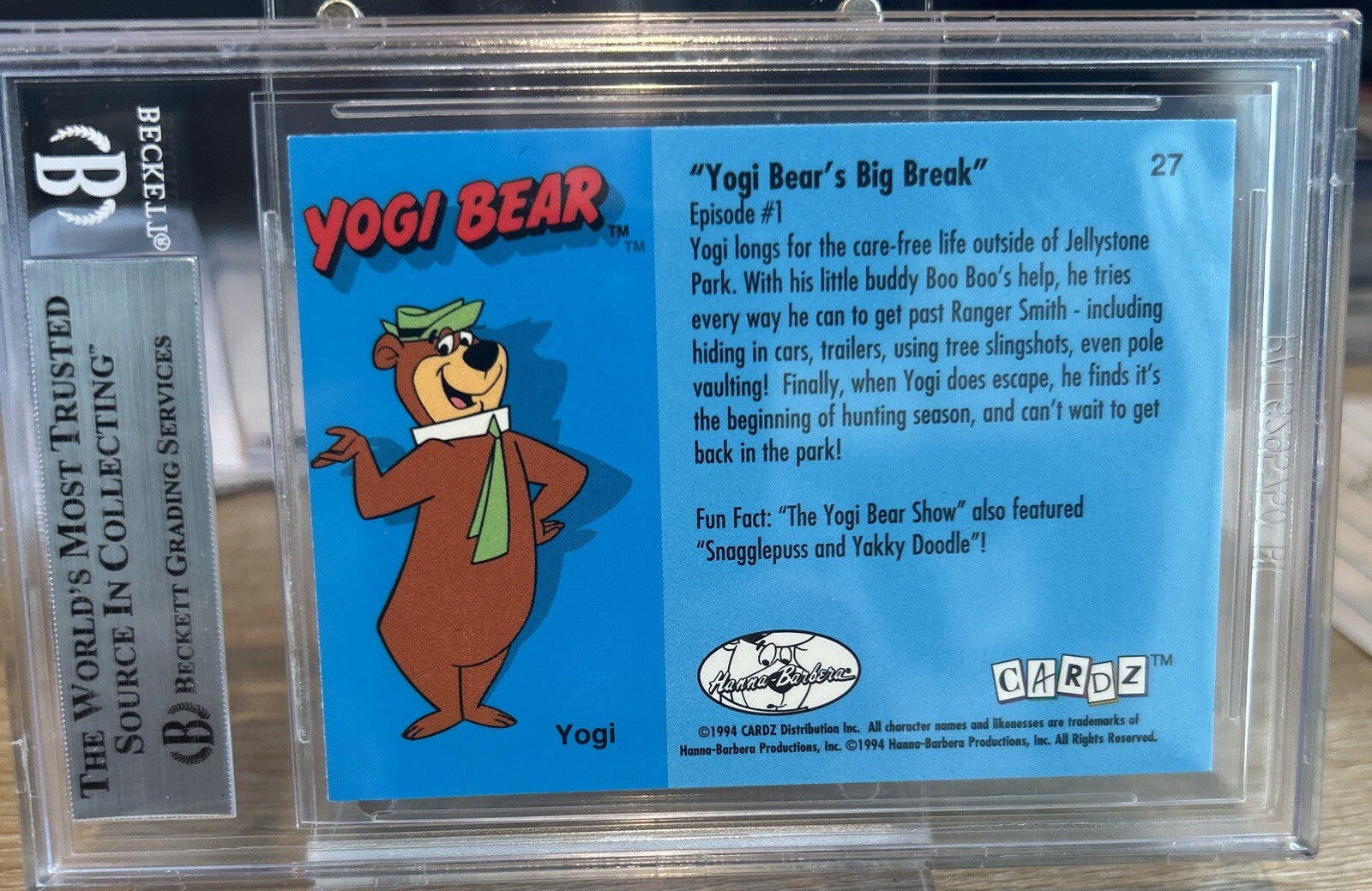 Bob Singer Signed 1994 Cardz Hanna-Barbera “Yogi Bear” #27 Beckett Slab BAS