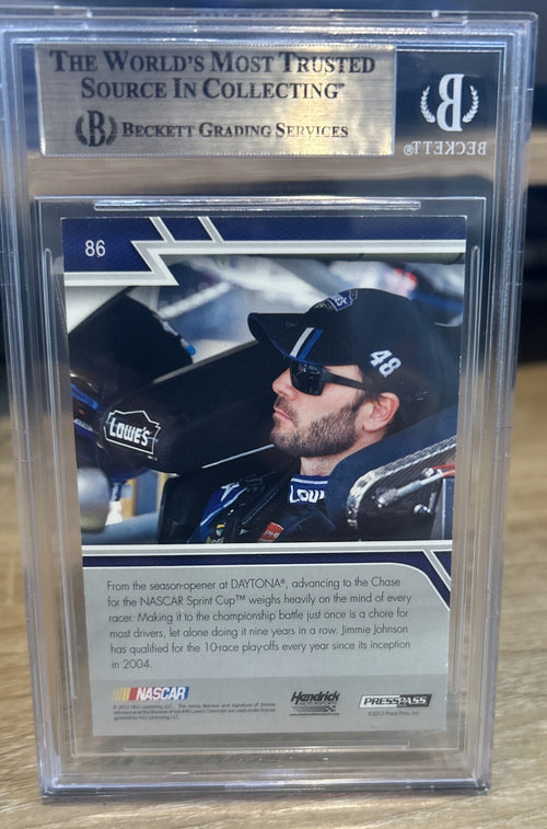 2013 Press Pass JIMMIE JOHNSON #86 SIGNED AUTOGRAPH BECKETT BAS Slab