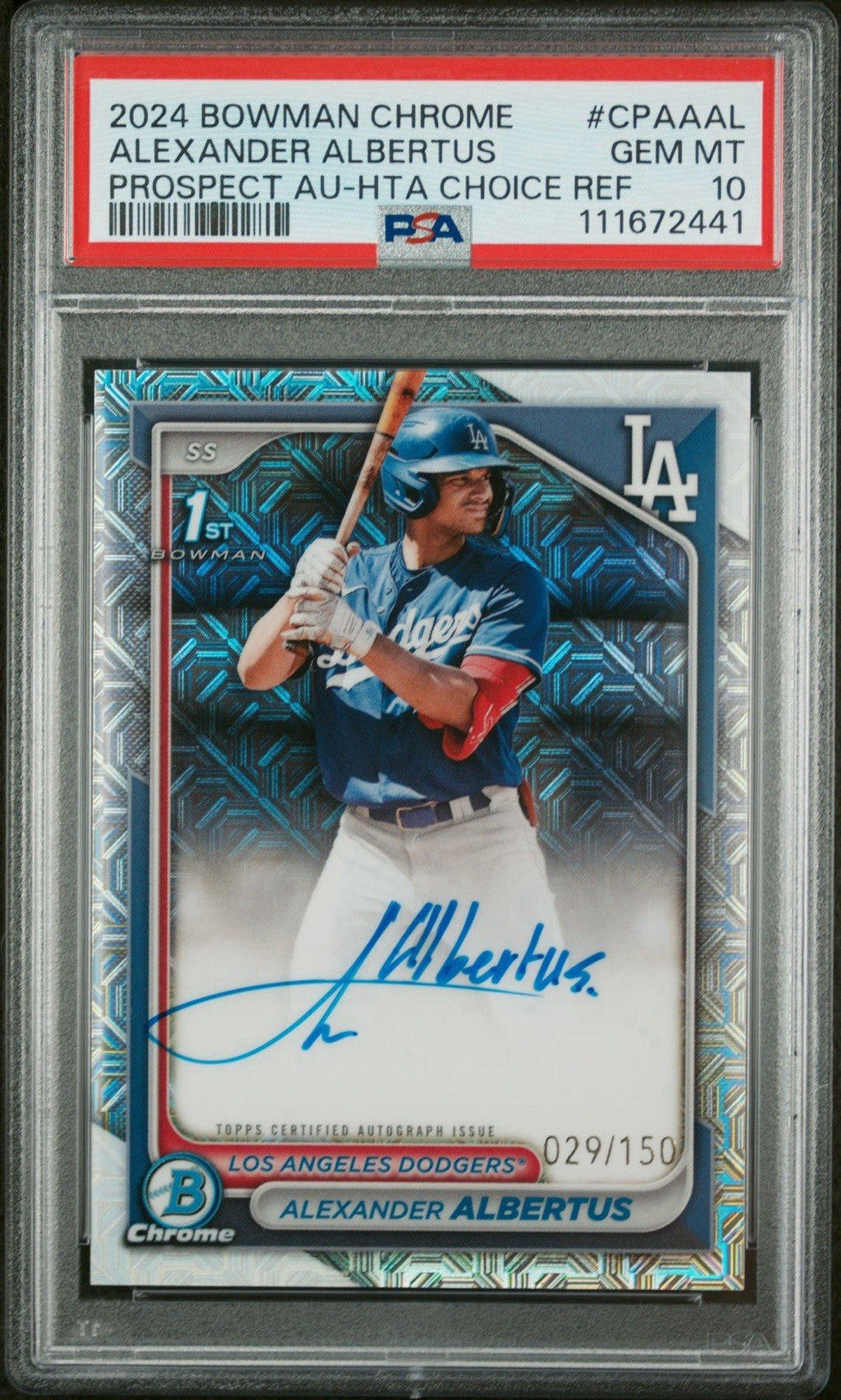 2024 Bowman Chrome Auto Alexander Albertus #CPA-AAL HTA Choice  /150 PSA 10