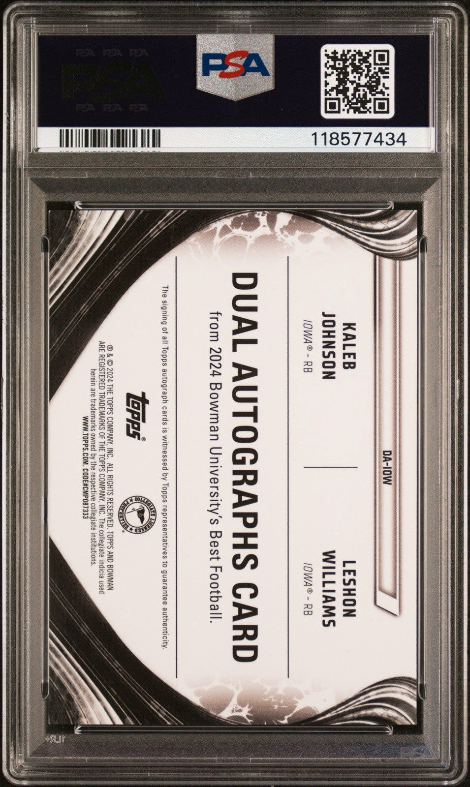 2024 Bowman U Best Orange Geo Auto /25 Kaleb Johnson Leshon Williams - PSA 9