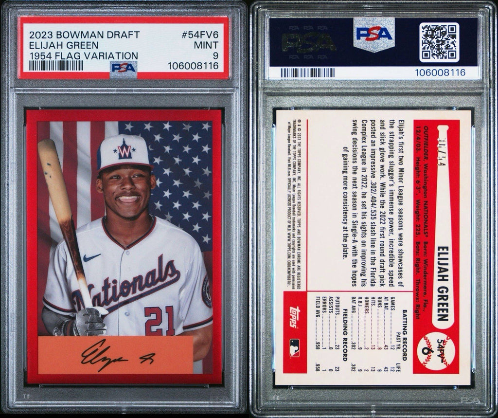 2023 Bowman Chrome Draft Elijah Green 1954 Flag Variation RC Prospect #/54 PSA 9