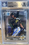 Signed Ke’Bryan Hayes 2017 Bowman Chrome #BCP105 Beckett BAS Slab Auto Pirates