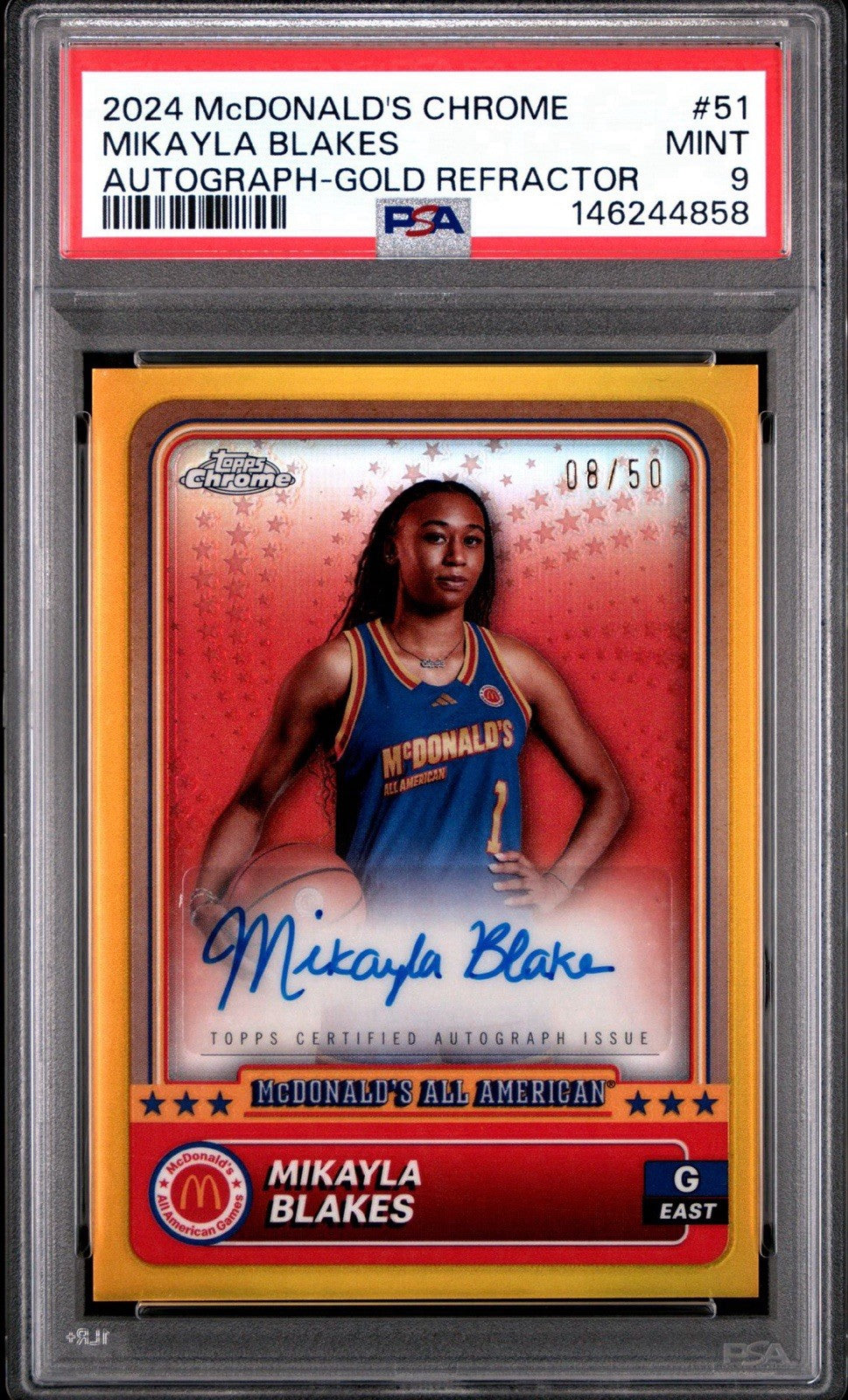 2024 Topps McDonald's Chrome Auto MIKAYLA BLAKES #51 - Gold Ref  /50 PSA 9 Mint
