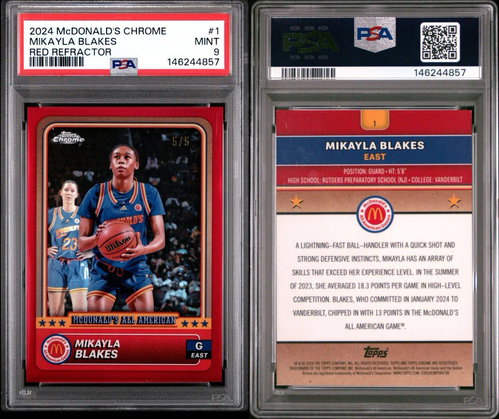 2024 Topps McDonald's Chrome MIKAYLA BLAKES #1 Rookie RC Red Refractor 5/5 PSA 9
