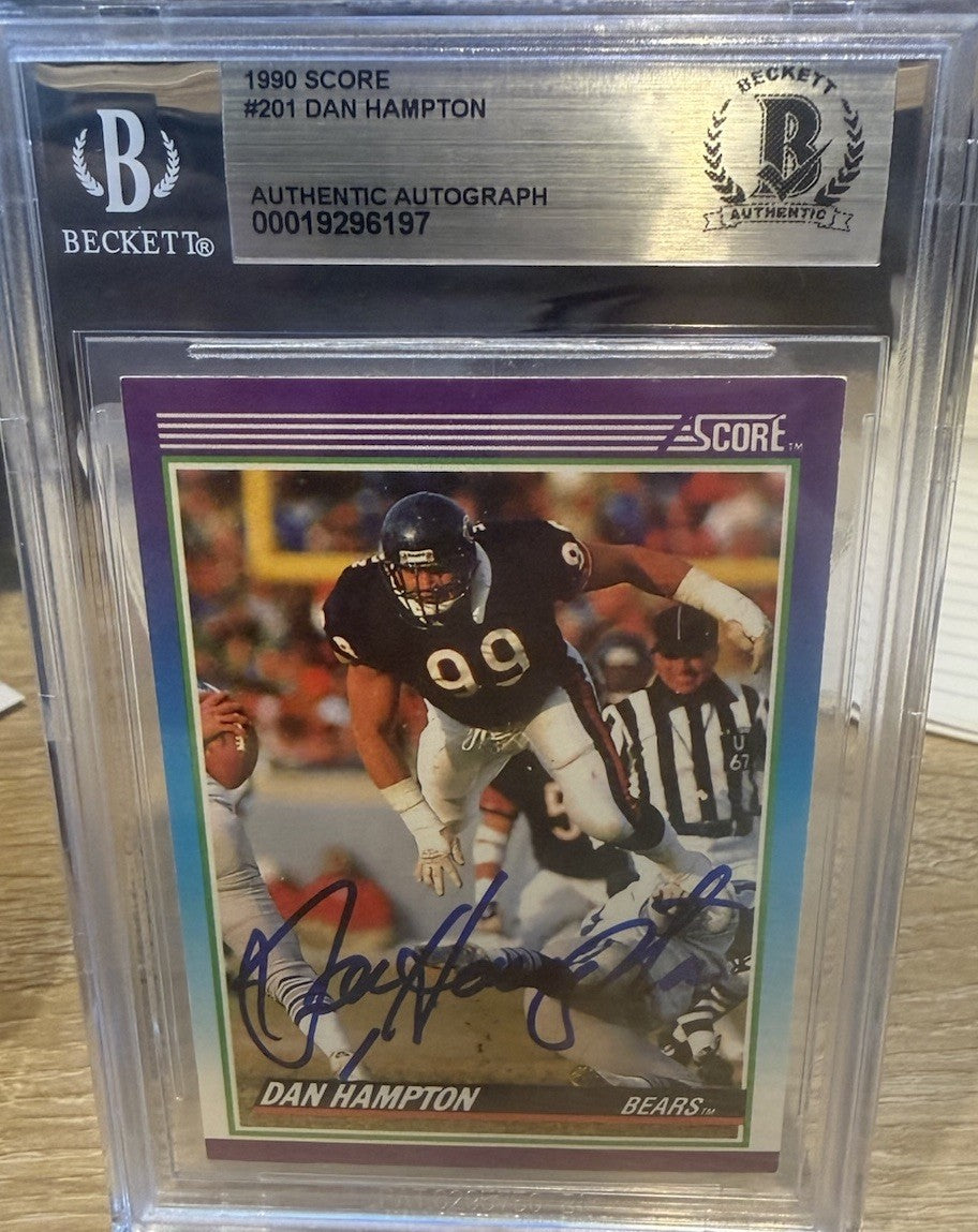 1990 Score Dan Hampton Auto #201 - Beckett BAS Authentic