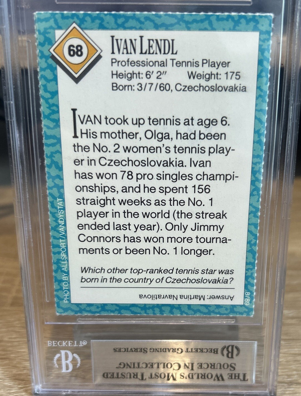 Ivan Lendl Signed 1989 SI For Kids #68 BAS Beckett Autographed Slab