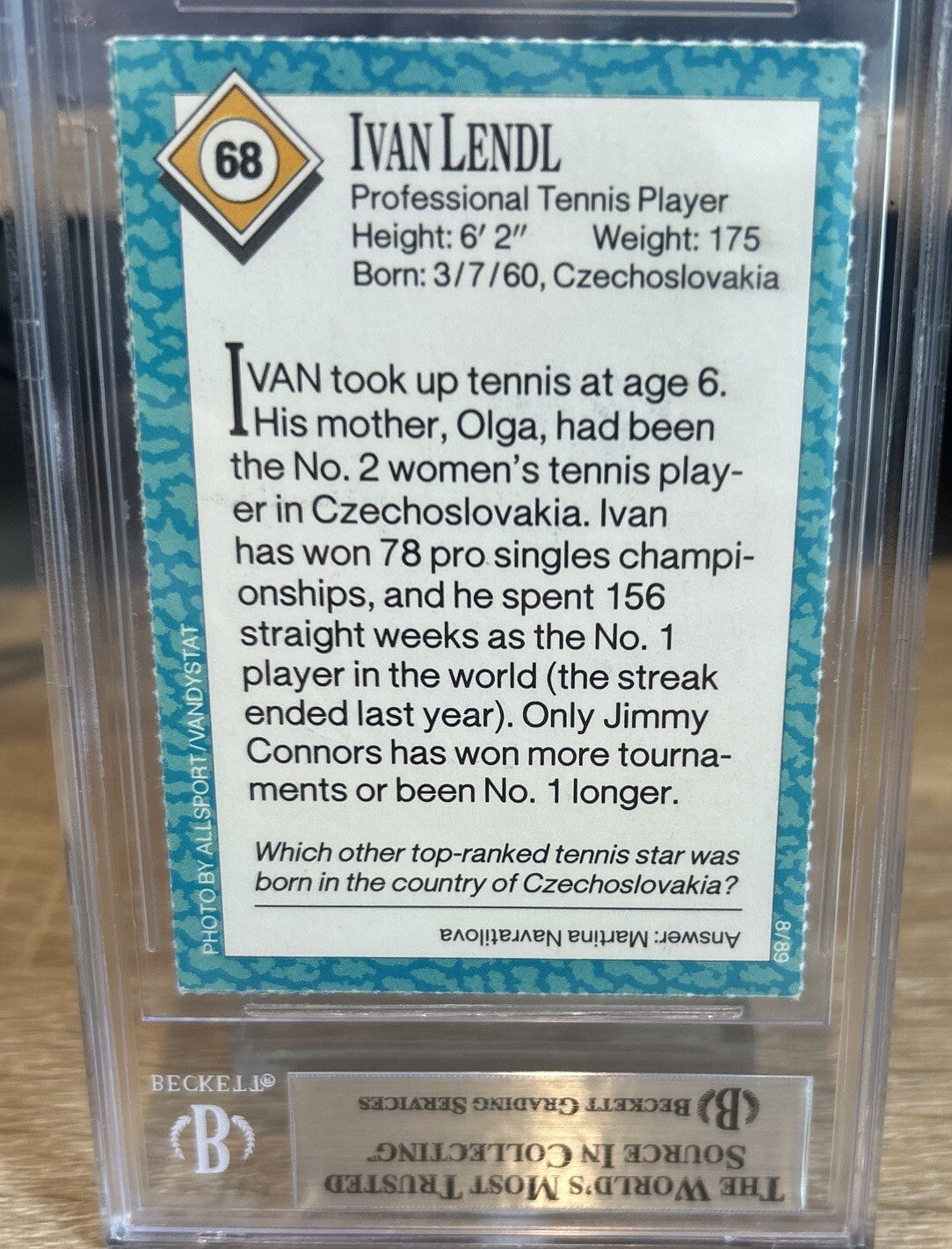 Ivan Lendl Signed 1989 SI For Kids #68 BAS Beckett Autographed Slab
