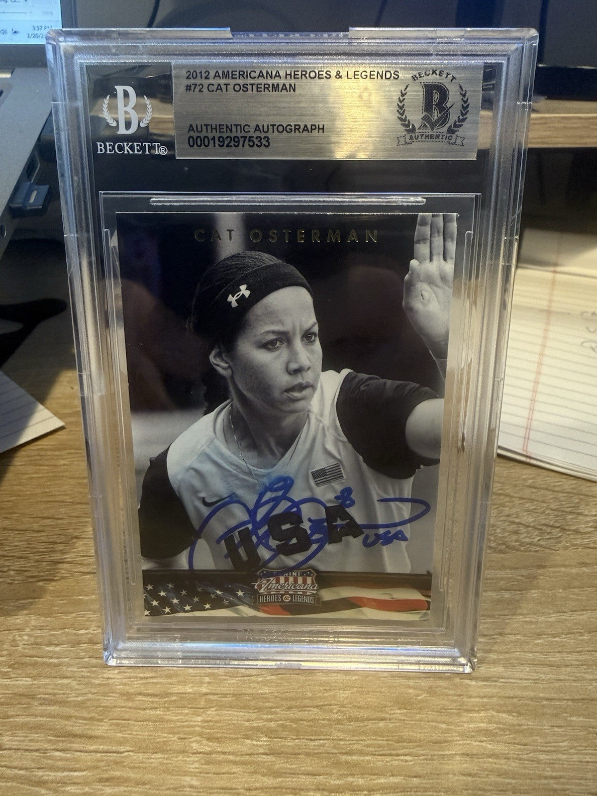 2012 Panini CAT OSTERMAN Olympics Softball Signed Card #72 - Beckett BAS Slab