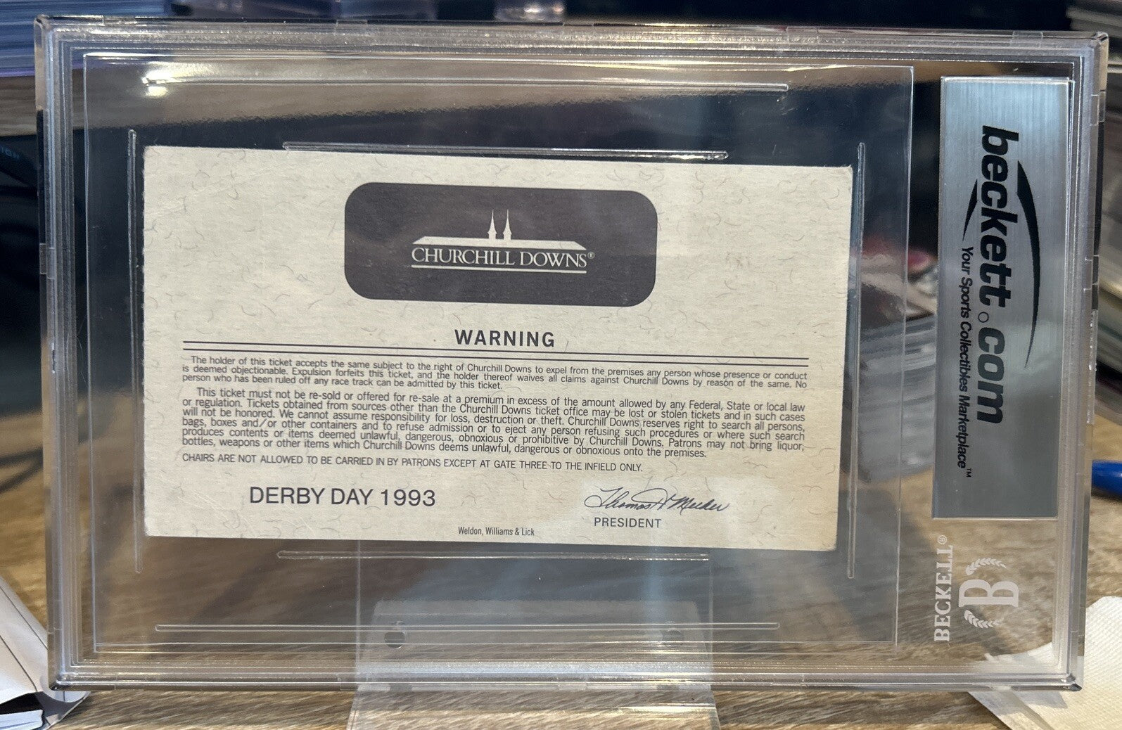 Jerry Bailey SIGNED 1993 Kentucky Derby Ticket Stub Winning Jockey BAS BECKETT