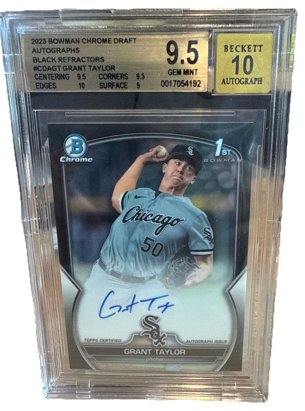 Grant Taylor 1st Bowman Auto Black Refractor /75 BGS 9.5 Auto 10 Gem #CDA-GT