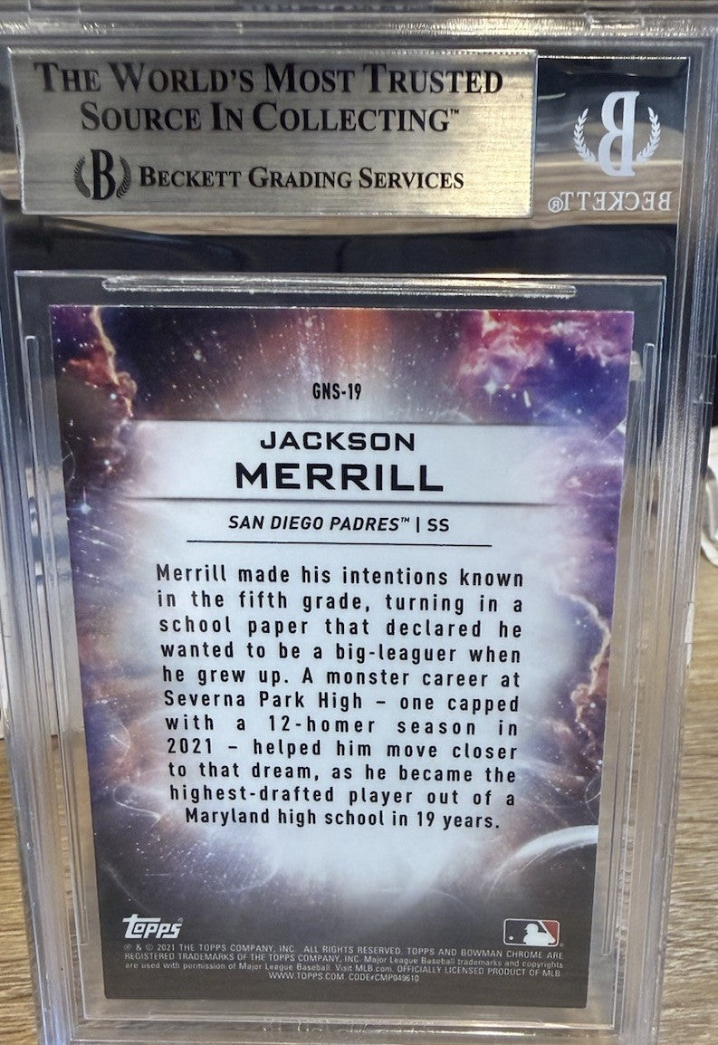 2021 Bowman Chrome Draft Genesis Jackson Merrill RC Auto Signed - Beckett BAS
