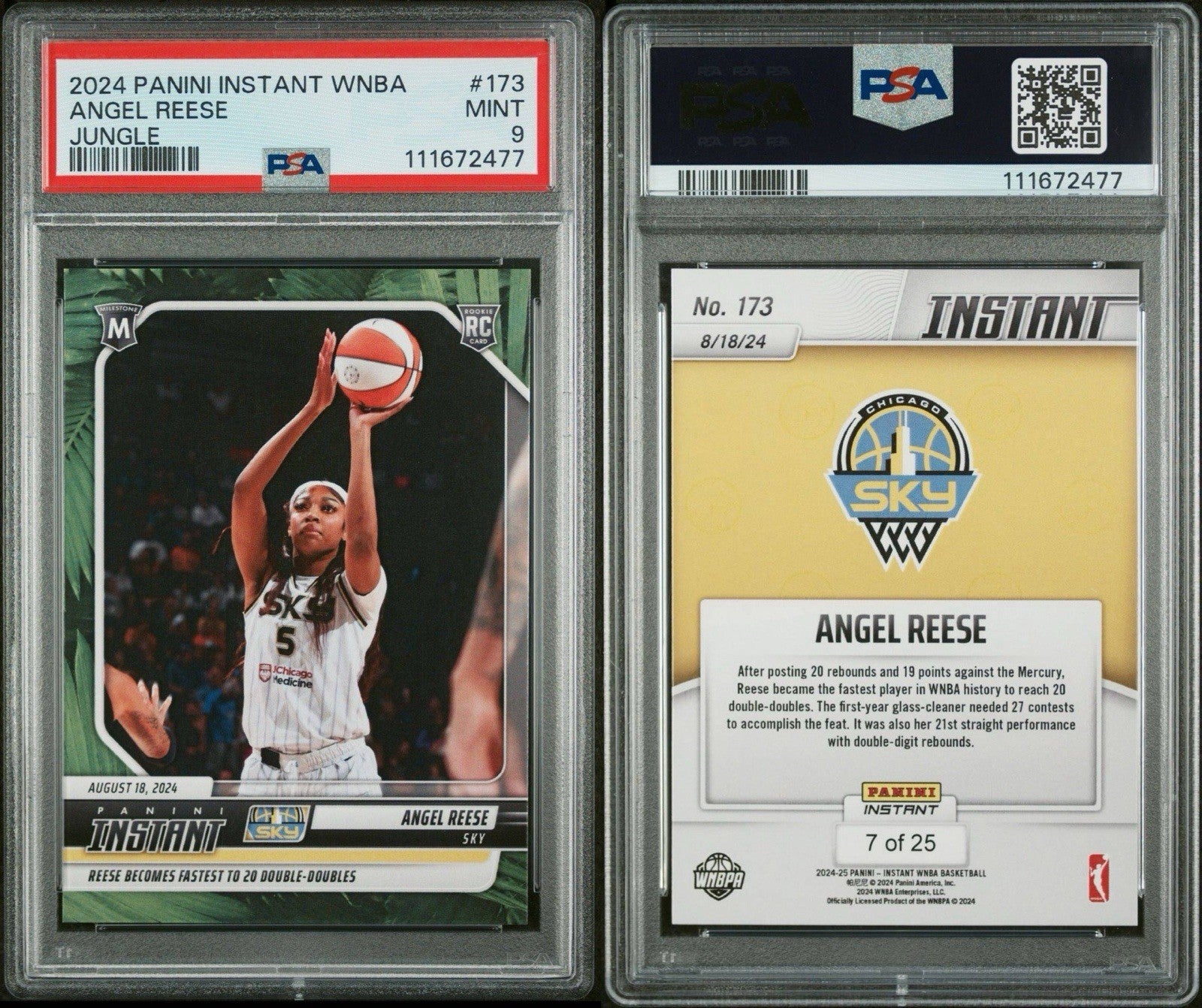 2024 Panini Instant WNBA #173 Angel Reese RC Jungle /25 - PSA 9