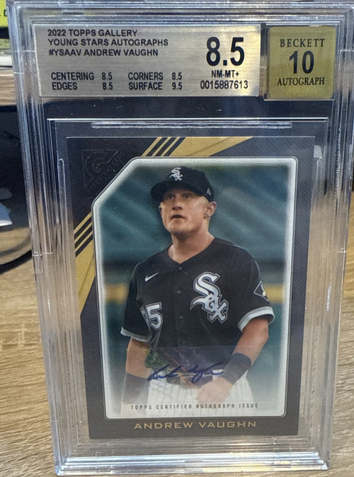 2022 TOPPS GALLERY ANDREW VAUGHN YSA-AV YOUNG STARS AUTO BGS 8.5 BAS 10