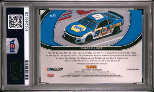 2022 Panini Prizm Signatures Silver Prizm #61 Chase Elliott - PSA 10 Gem
