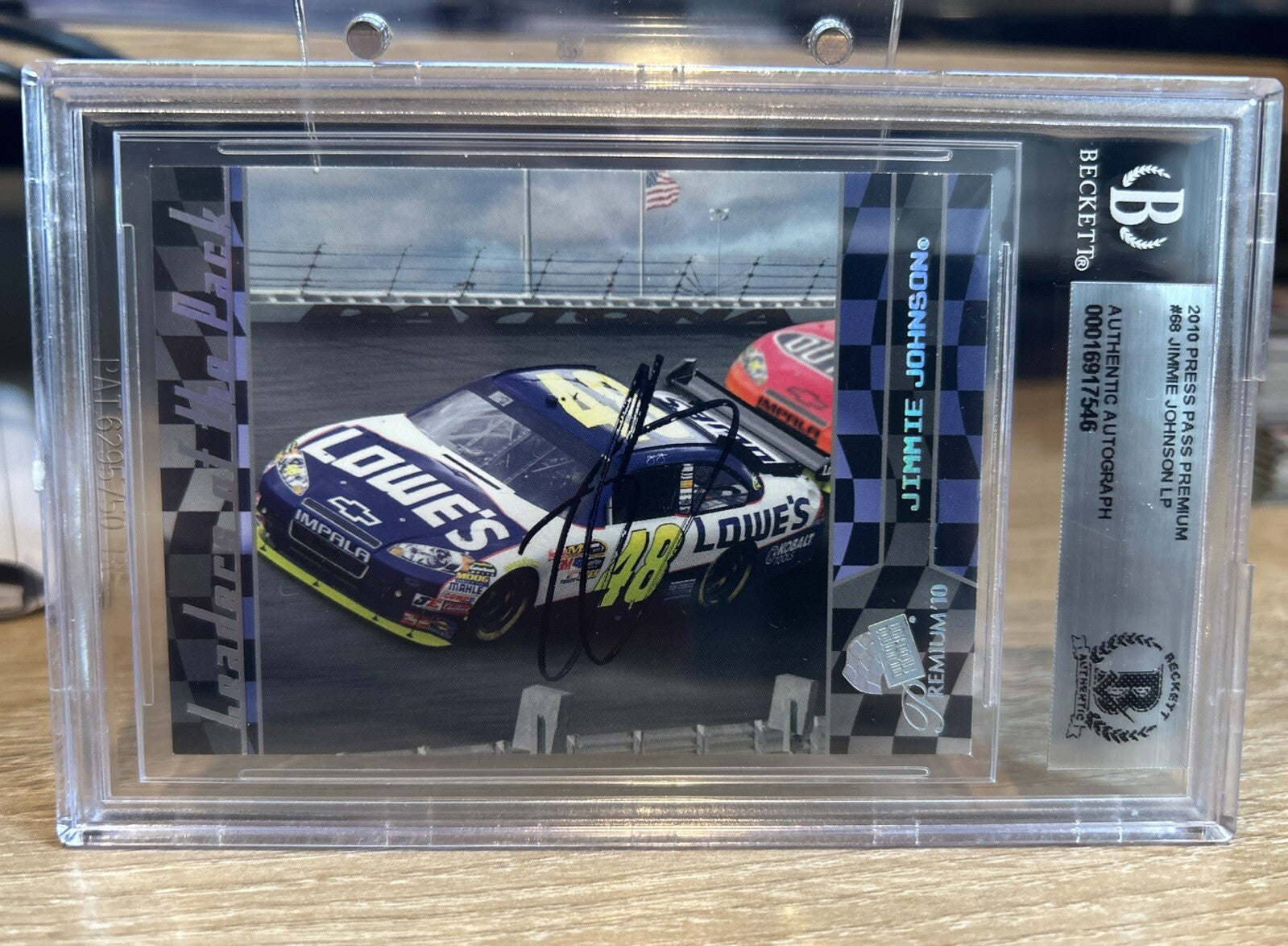 2010 Press Pass Premium JIMMIE JOHNSON #68 SIGNED AUTOGRAPH BECKETT BAS Slab