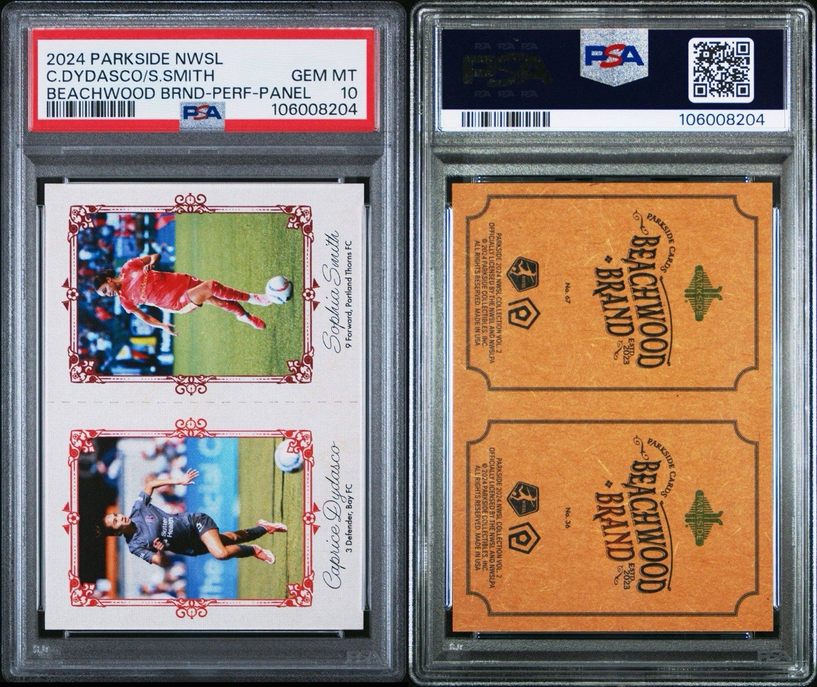 2024 PARKSIDE NWSL Sophia Smith / Dydasco BEACHWOOD BRAND PSA 10