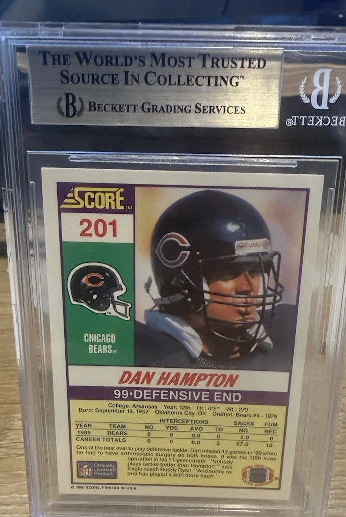 1990 Score Dan Hampton Auto #201 - Beckett BAS Authentic