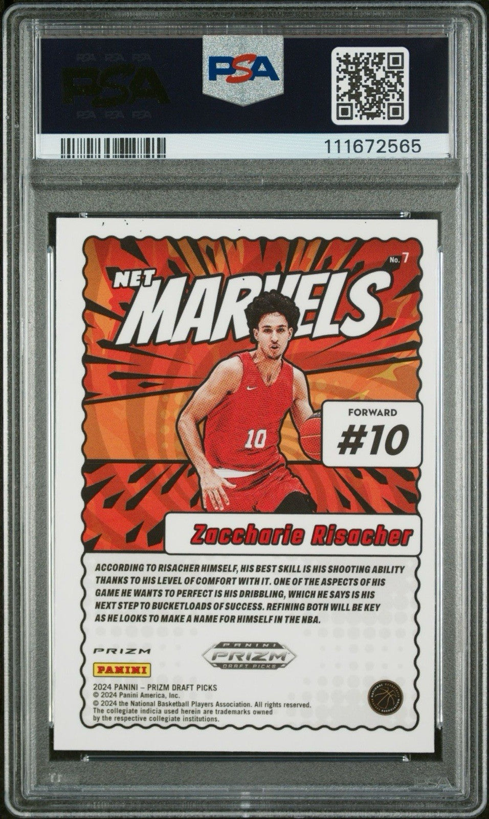 2024 Panini Prizm Draft Net Marvels Case Hit SSP! Zaccharie Risacher RC PSA 9