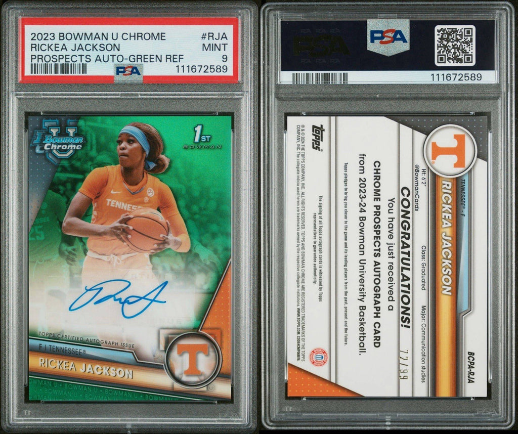 2023-24 Bowman U Chrome BCPA-RJA Rickea Jackson Green Autograph  /99 - PSA 9