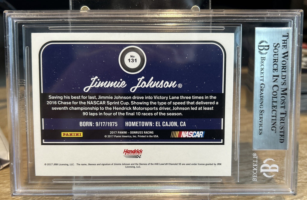 Signed 2017 DONRUSS JIMMIE JOHNSON #131 AUTOGRAPH BECKETT BAS Slab