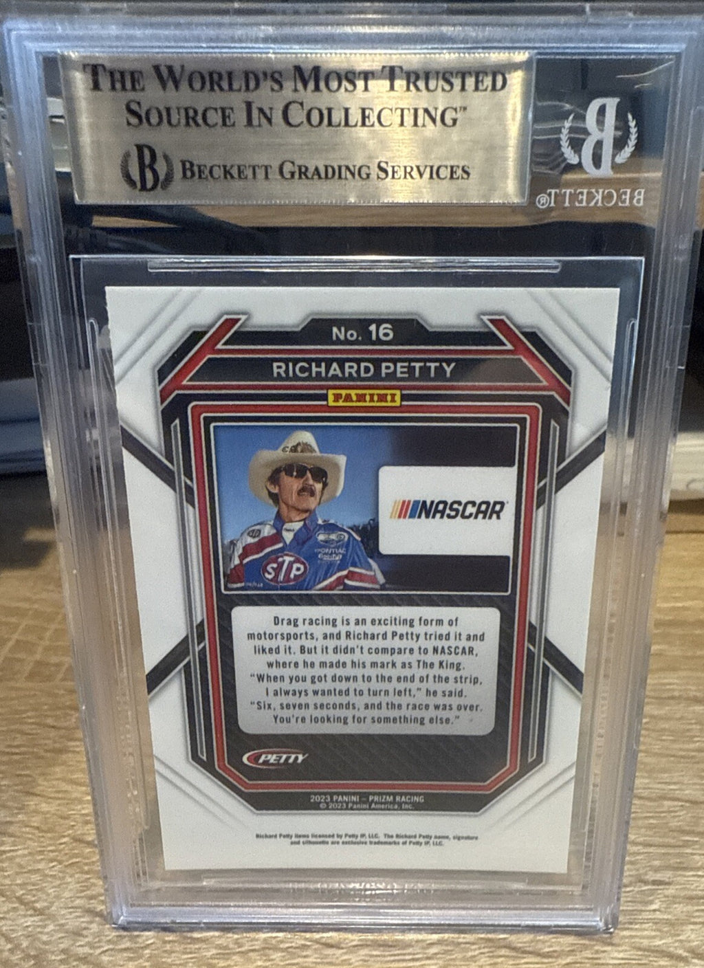 Signed 2023 Panini Prizm #16 Richard Petty Auto BAS Beckett Slabbed