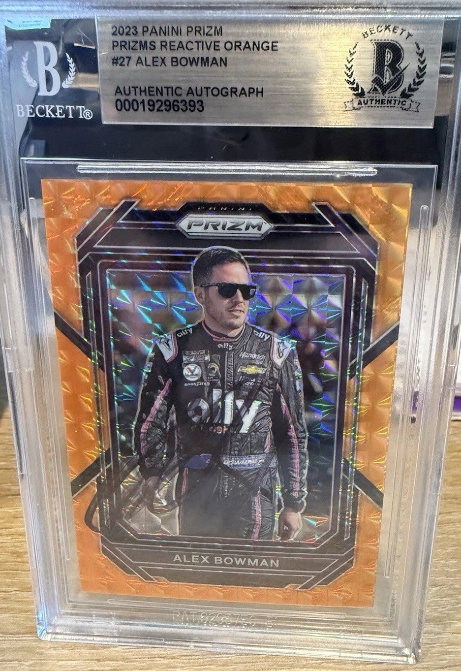 Signed 2023 Panini Prizm Reactive Orange #27 Alex Bowman - Beckett BAS Slab