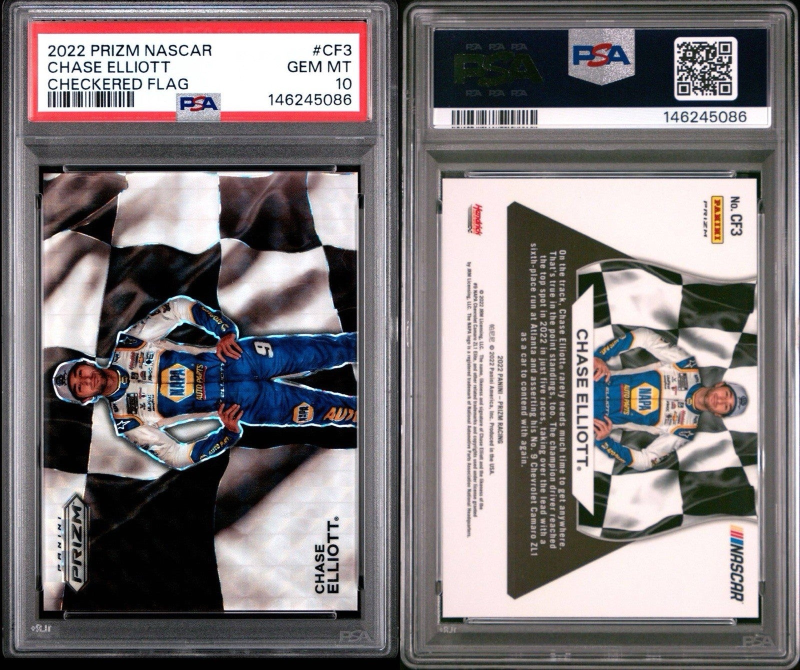 2022 Panini Prizm Racing #CF3 Chase Elliott Checkered Flag - PSA 10 Gem