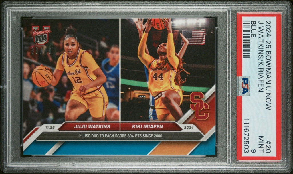 2024-25 Bowman U Now #20 Blue /49 Juju Watkins/Kiki Iriafen USC PSA 9 MT