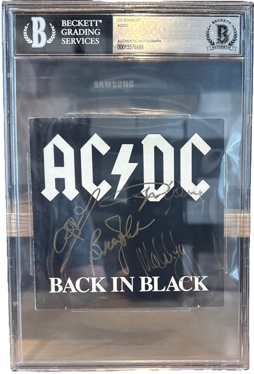 AC/DC 4 Band Member Auto BAS Authenticated Signed BACK IN BLACK CD Booklet