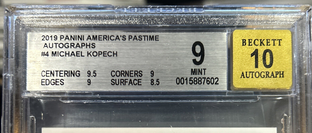 2019 Panini Chronicles America's Pastime /99 Michael Kopech Auto RC BGS 9 Auto10