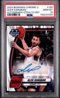 Alex Karaban 2024-25 Bowman U Chrome 1st RC #100 Stealth Refractor PSA 10 Gem