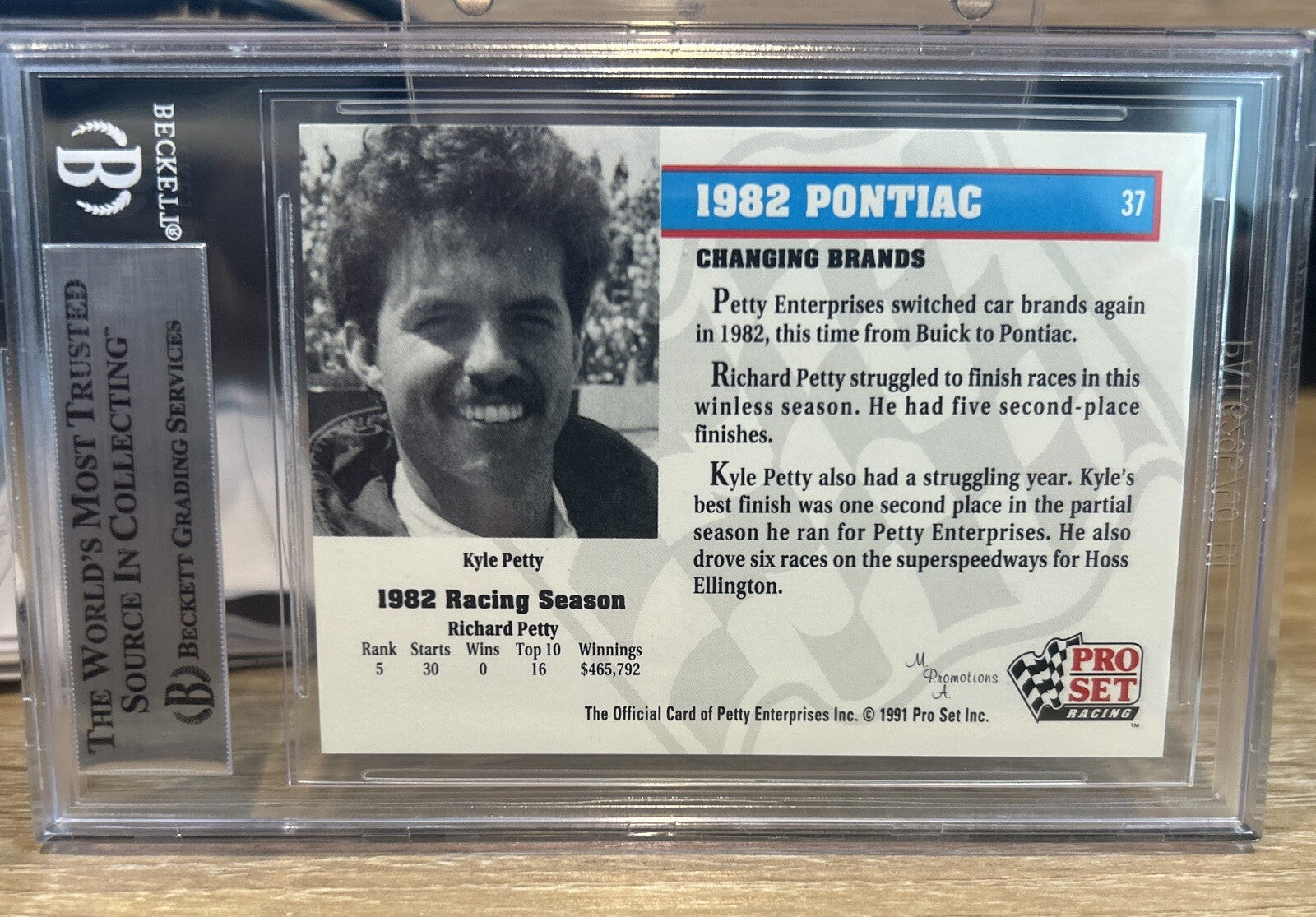 Signed Richard Petty 1991 Pro Set #37 Beckett BAS Slab