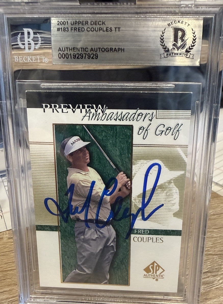 Signed Fred Couples - 2001 Upper Deck #183 - Beckett  BAS Slab