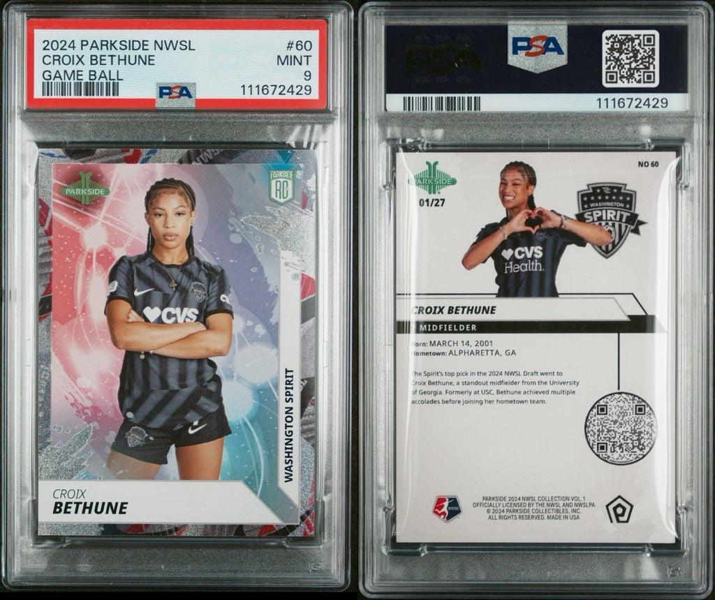 2024 Parkside NWSL Vol 1 Game Ball 01/27 Croix Bethune #60 RC PSA 9 Mint