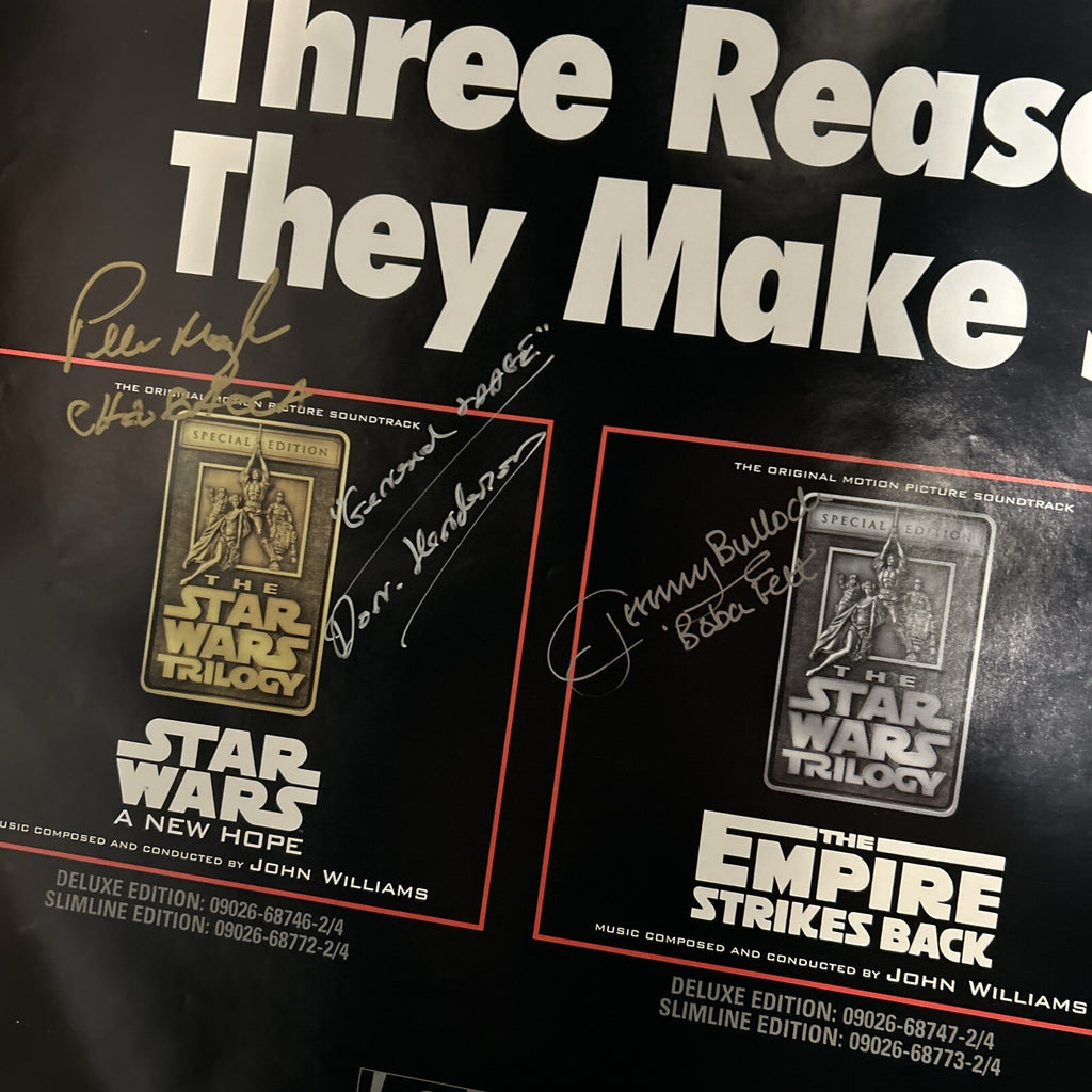 STAR WARS Trilogy Movie Poster  Signed by 3 - Mayhew, Bulloch And Don Henderson