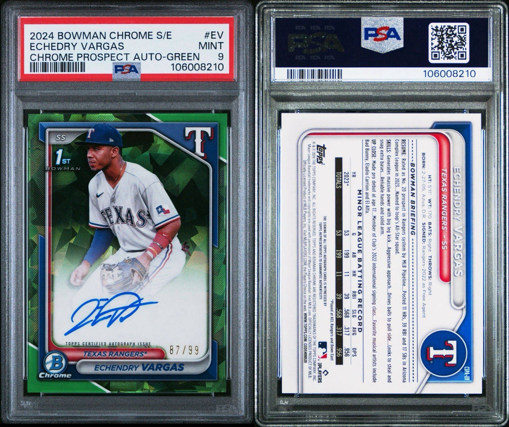Echedry Vargas 2024 1st Bowman Chrome AUTO SAPPHIRE Green  /99 RC PSA 9