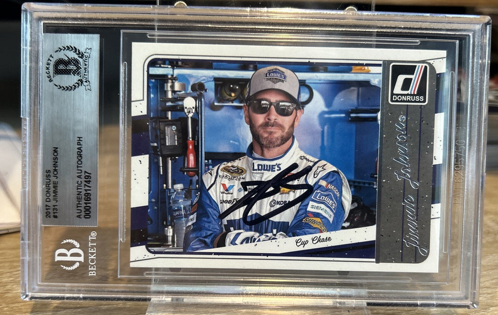 Signed 2017 DONRUSS JIMMIE JOHNSON #131 AUTOGRAPH BECKETT BAS Slab