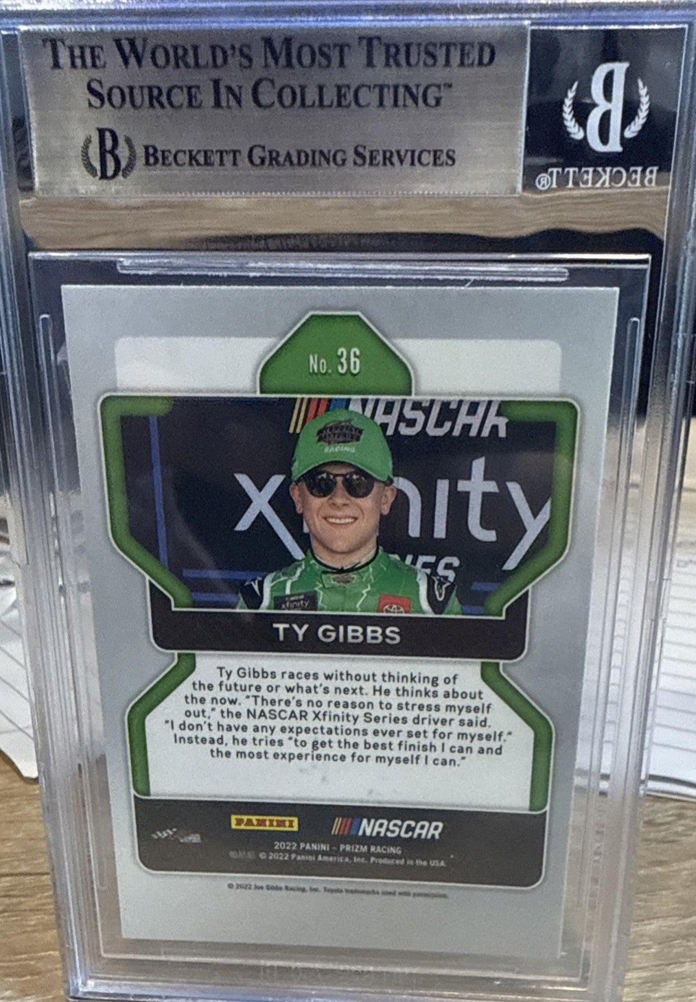 Ty Gibbs Signed 2022 Panini Prizm #36 Auto - Beckett BAS Slab