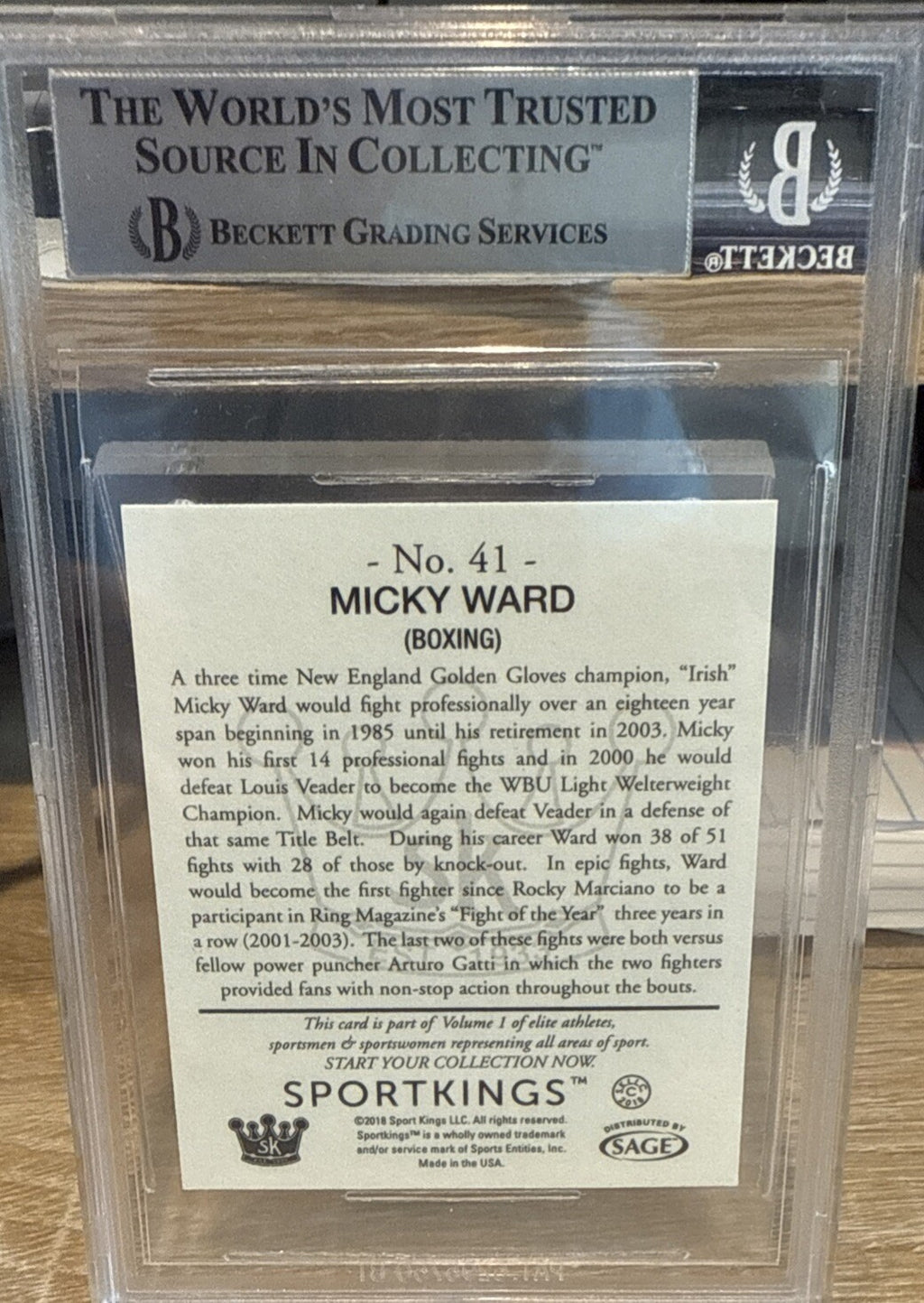 Signed 2018 Sportskings Mini #41 Micky Ward Beckett BAS Slab