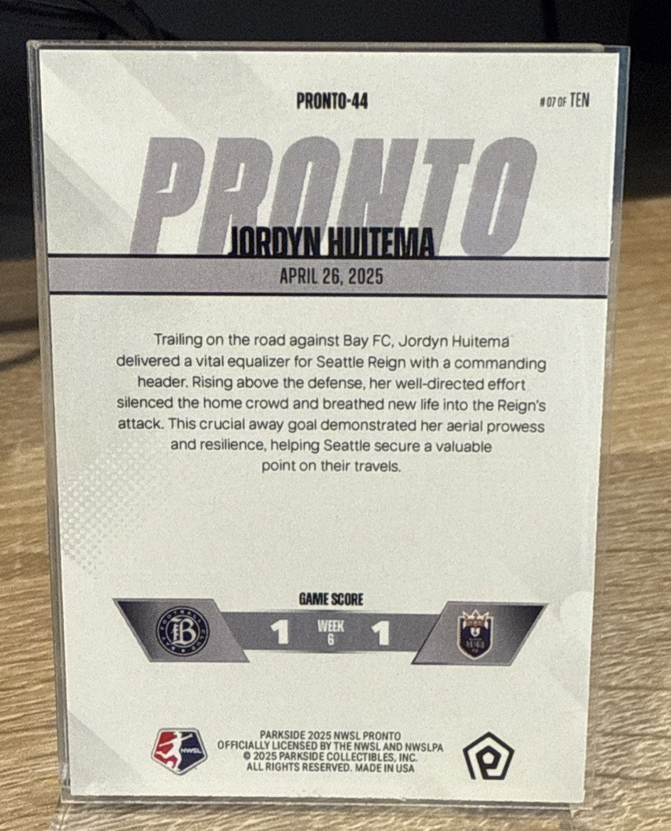 JORDYN HUITEMA 2025 PARKSIDE NWSL PRONTO SILVER #PRONTO-44 - 07/10