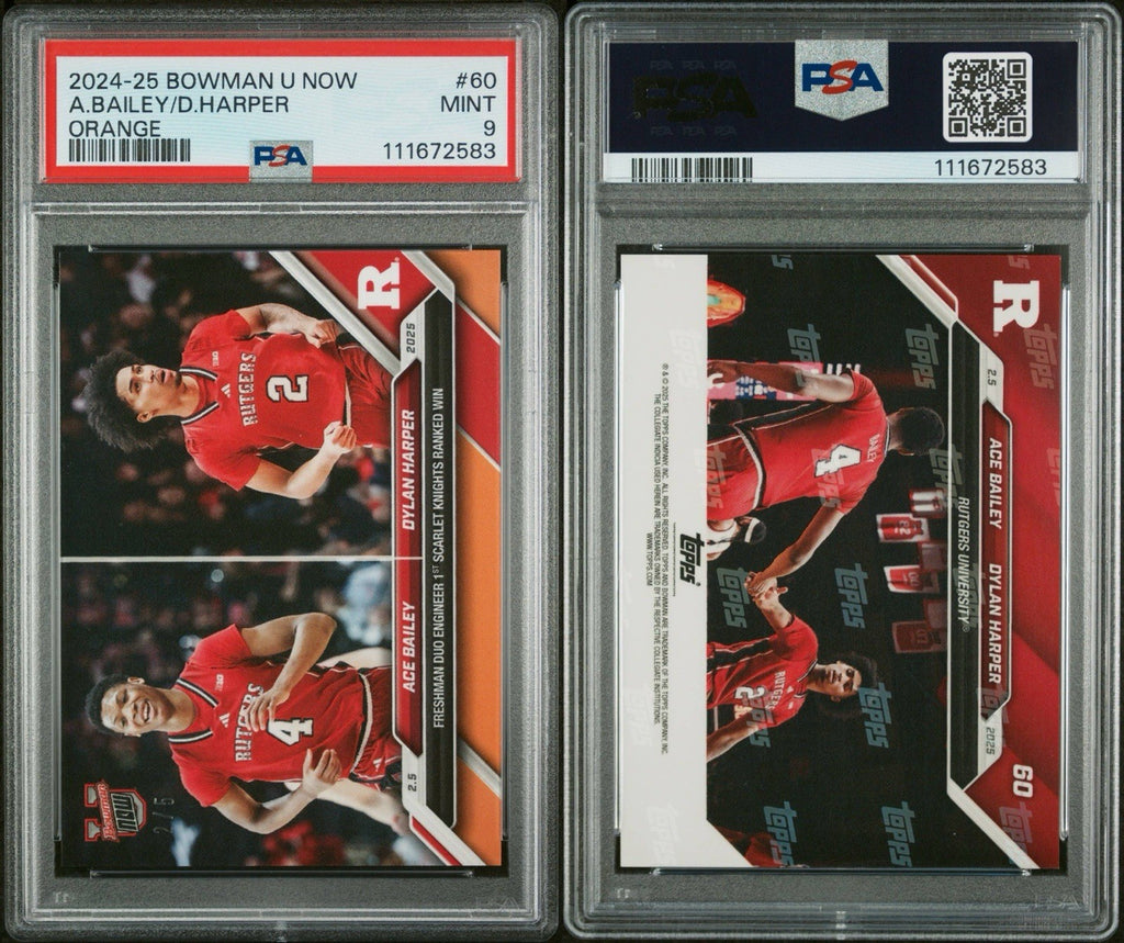 2024-25 Bowman U Now Topps #60 Ace Bailey / Dylan Harper Orange #d /5 - PSA 9