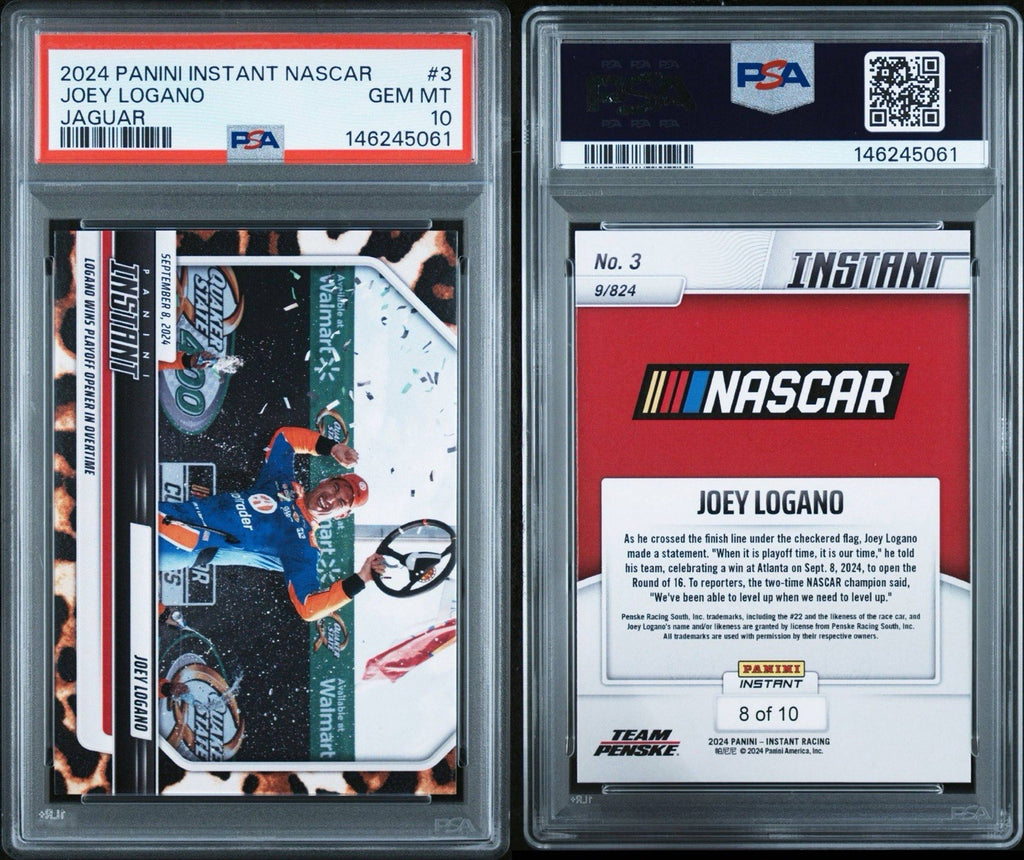 JOEY LOGANO 2024 Panini Instant Nascar 8/10 Jaguar #3 - PSA 10 Gem