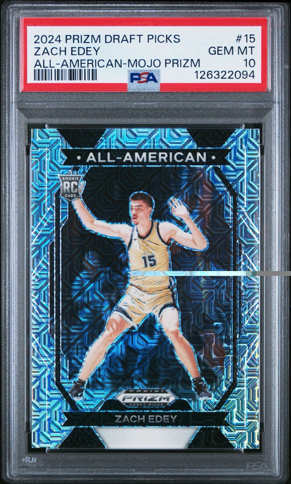 2024 PANINI PRIZM DRAFT PICKS MOJO /25 All-American  #15 ZACH EDEY PSA 10