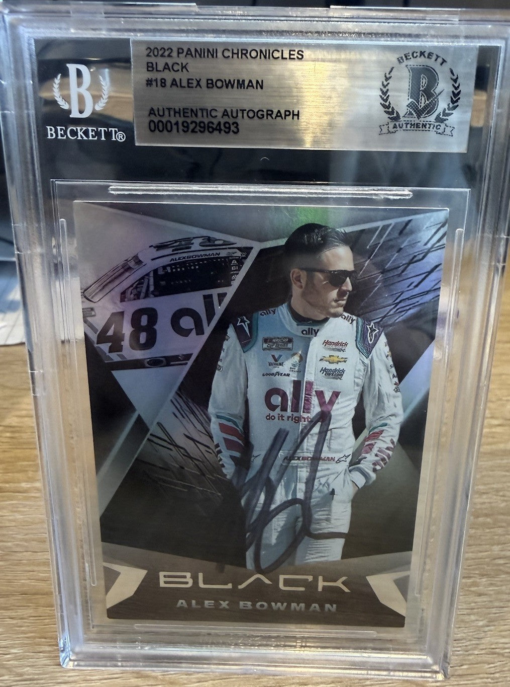 Signed 2022 Panini Chronicles Black #18 - Alex Bowman - Beckett BAS Slab