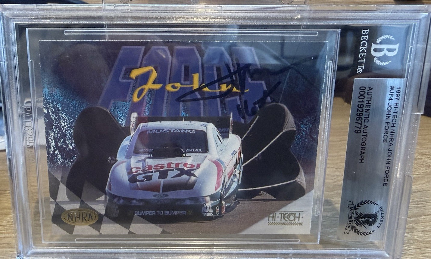 Signed 1997 Hi Tech NHRA #JF4 John Force - Beckett BAS Slabbed