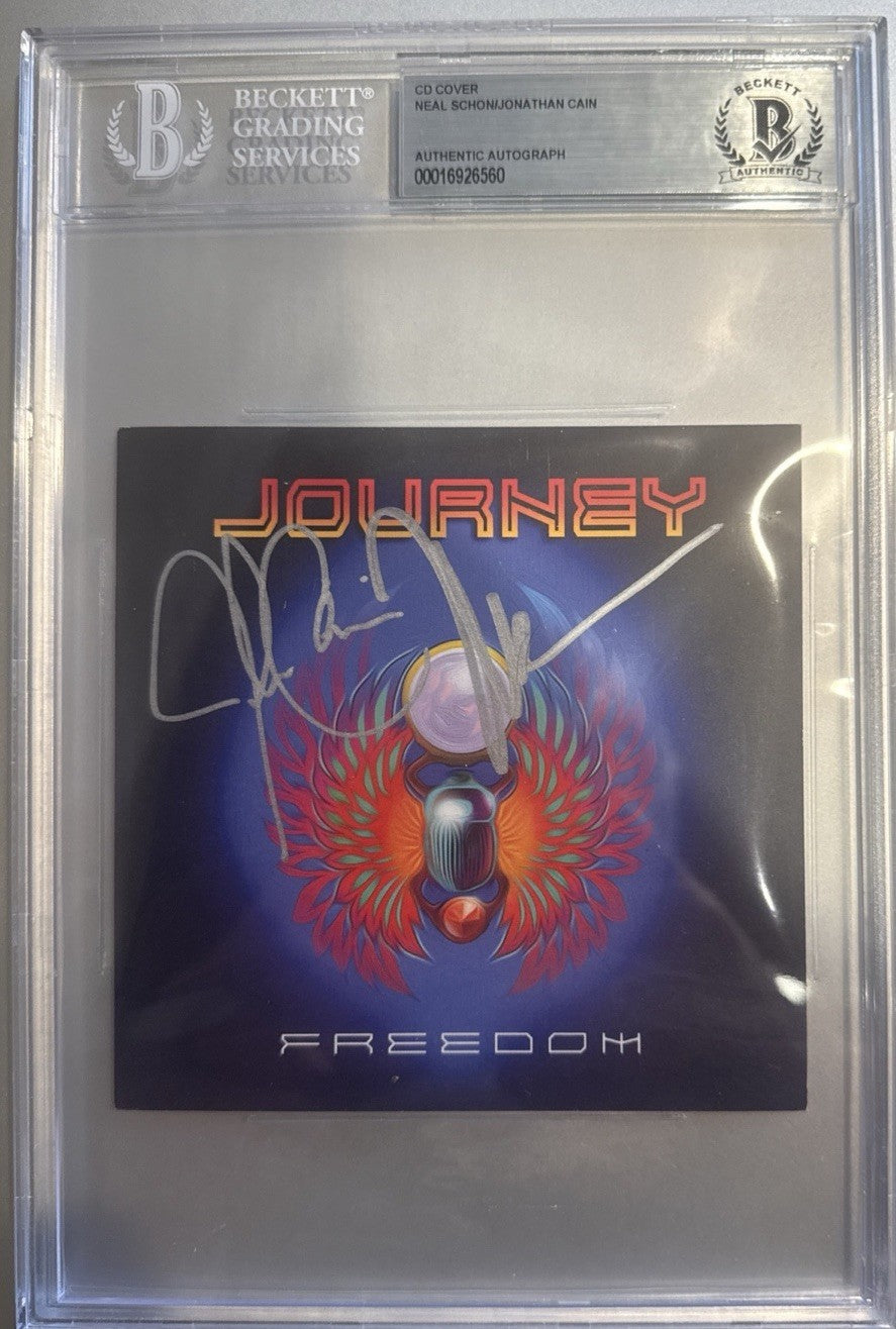 Journey (Neal Schon & Jonathan Cain) Signed CD Art Card - Beckett BAS Encased