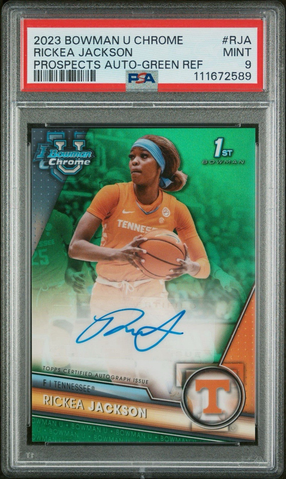 2023-24 Bowman U Chrome BCPA-RJA Rickea Jackson Green Autograph  /99 - PSA 9
