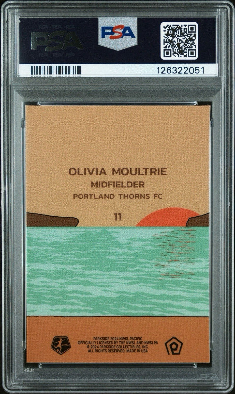 OLIVIA MOUTRIE 2024 PARKSIDE NWSL PACIFIC HEAT WAVE REFRACTOR #d /75 - PSA 8