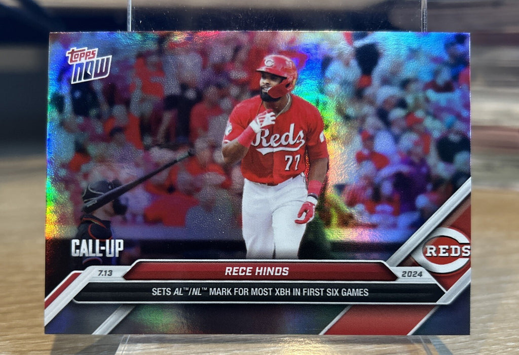2024 TOPPS NOW #415SP RECE HINDS CALL-UP ROOKIE REDS SP RAINBOW IMAGE VARIATION
