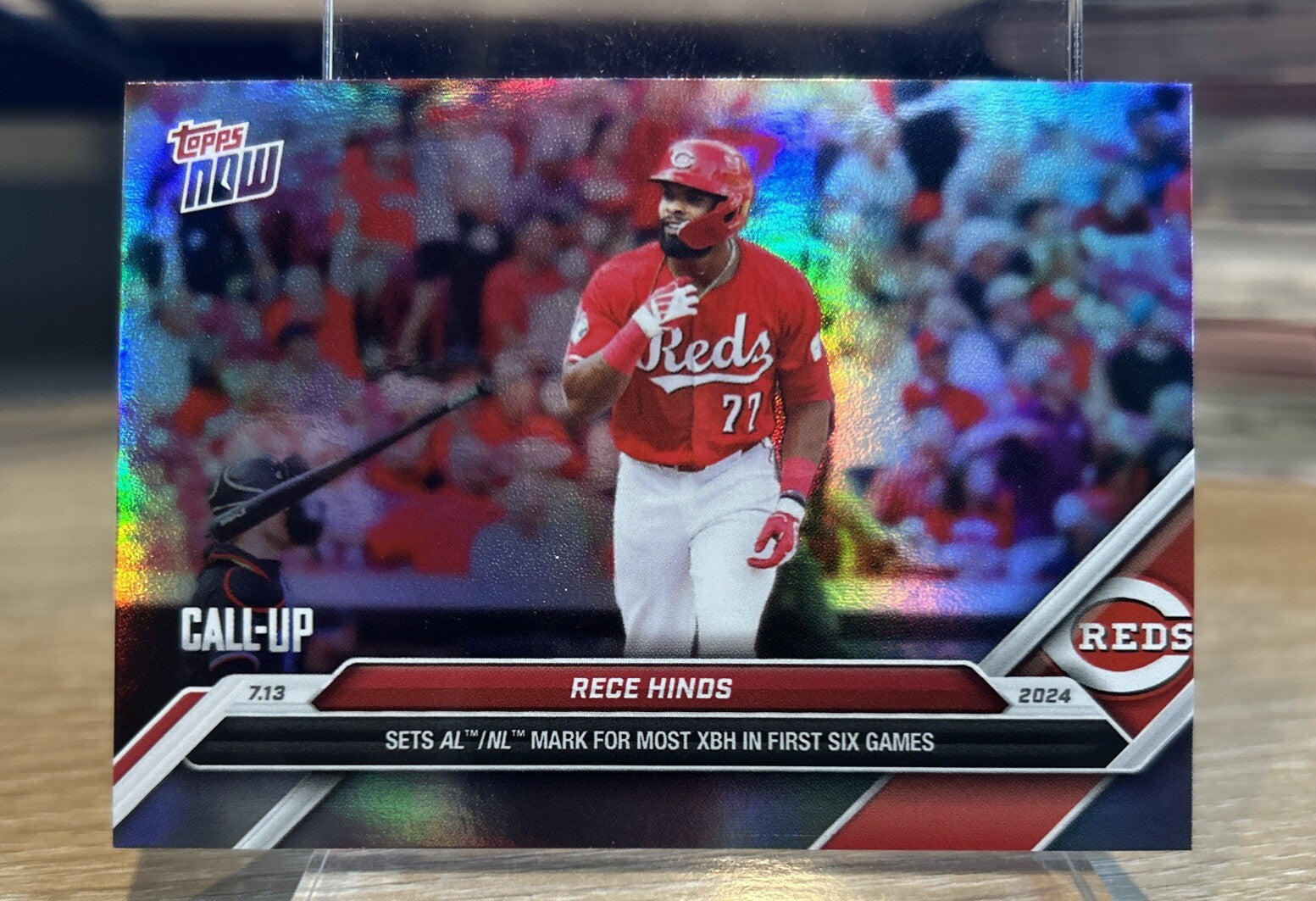 2024 TOPPS NOW #415SP RECE HINDS CALL-UP ROOKIE REDS SP RAINBOW IMAGE VARIATION